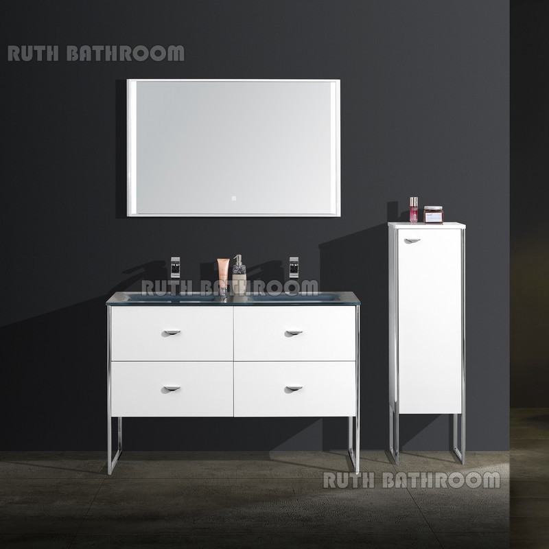 Floor Standing Italy bathroom furniture double basin bathroom vanity factory N22003
