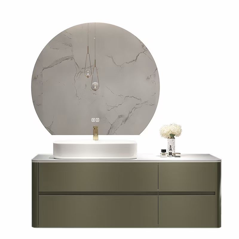 luxury bathroom vanity Led mirror intelligent bathroom cabinet sintered stone bath furniture W20293